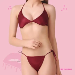 Maroon Lace Sexy Lingerie Set For Girls